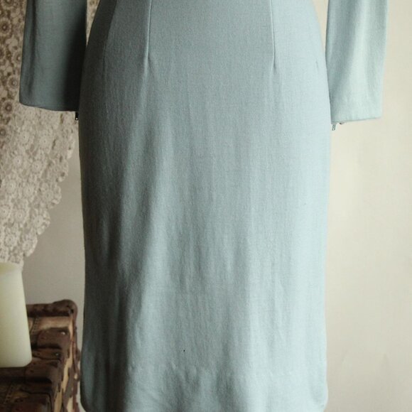 Vintage 1960s Wiggle Dress, Jonathan Logan Blue Wool Dress, Chumley Sportswear - Picture 4 of 13